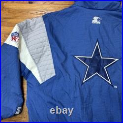 Vintage 1993 Starter ProLine NFL Dallas Cowboys Hooded Pullover Jacket Puffer XL