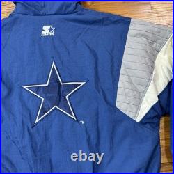 Vintage 1993 Starter ProLine NFL Dallas Cowboys Hooded Pullover Jacket Puffer XL
