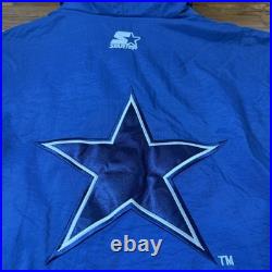 Vintage 1993 Starter ProLine NFL Dallas Cowboys Hooded Pullover Jacket Puffer XL