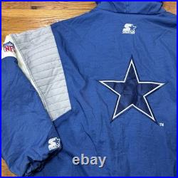 Vintage 1993 Starter ProLine NFL Dallas Cowboys Hooded Pullover Jacket Puffer XL