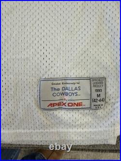 Vintage 1993 Troy Aikman 8 Apex One White Dallas Cowboys Jersey Size Med 42-44