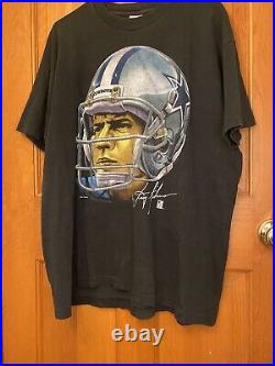 Vintage 1994 Troy Aikman Dallas Cowboys NFL Salem Sportswear Big Face T-Shirt XL