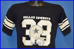 Vintage 70s DALLAS COWBOYS TONY DORSETT #33 BLUE BAR CHAMPION t-shirt SMALL S