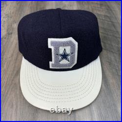 Vintage 80's Dallas Cowboys American Needle Union Made In USA Leather Wool Hat