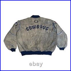 Vintage 80's Starter Pro Line Dallas Cowboys NFL Satin Jacket Men's XL? Gray