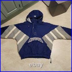 Vintage 80s 90s NFL Dallas Cowboys Men Starter Proline Hooded Pullover Jacket XL