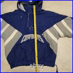 Vintage 80s 90s NFL Dallas Cowboys Men Starter Proline Hooded Pullover Jacket XL