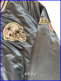 Vintage 80s Dallas Cowboys Chalkline Satin Jacket XL Made In USA