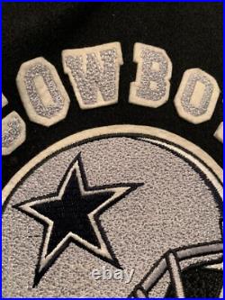 Vintage 80s Dallas Cowboys Leather Wool Varsity Jacket Chalk Line Black G2U