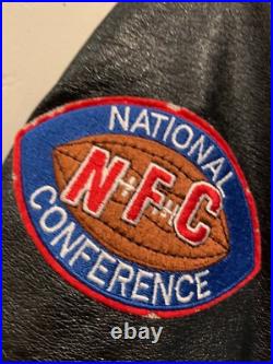 Vintage 80s Dallas Cowboys Leather Wool Varsity Jacket Chalk Line Black G2U