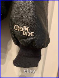 Vintage 80s Dallas Cowboys Leather Wool Varsity Jacket Chalk Line Black G2U