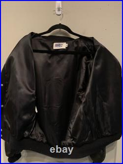 Vintage 80s Dallas Cowboys Leather Wool Varsity Jacket Chalk Line Black G2U