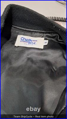 Vintage 80s Dallas Cowboys Leather Wool Varsity Jacket Chalk Line Black G2U