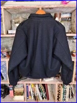 Vintage 80s Dallas Cowboys NFL Chalk Line Wool Zipper Flight Jacket Sz L Navy