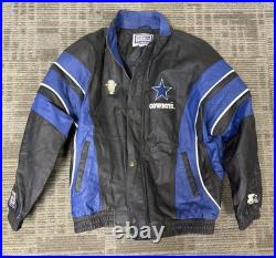 Vintage 90's Leather Dallas Cowboys Starter Jacket Proline NFL FOOTBALL SIZE L