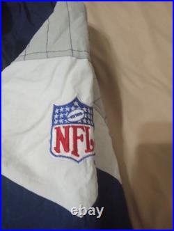 Vintage 90's NFL Starter Dallas Cowboys Blue Pullover Puffer Jacket XL 1/4 Zip