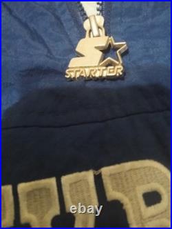 Vintage 90's NFL Starter Dallas Cowboys Blue Pullover Puffer Jacket XL 1/4 Zip
