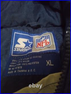 Vintage 90's NFL Starter Dallas Cowboys Blue Pullover Puffer Jacket XL 1/4 Zip