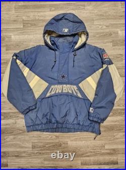 Vintage 90's NFL Starter Dallas Cowboys Blue Pullover Puffer Jacket X-Large