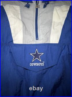 Vintage 90's Starter Dallas Cowboys Jacket Pullover Large L Puffer Quarter Zip