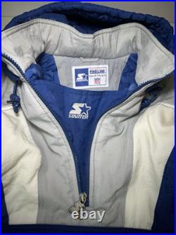 Vintage 90's Starter Dallas Cowboys Jacket Pullover Large L Puffer Quarter Zip