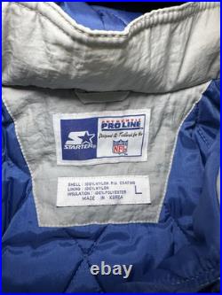 Vintage 90's Starter Dallas Cowboys Jacket Pullover Large L Puffer Quarter Zip