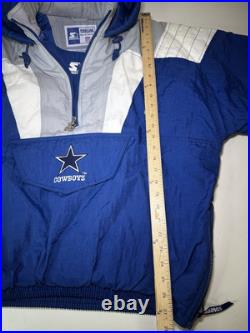 Vintage 90's Starter Dallas Cowboys Jacket Pullover Large L Puffer Quarter Zip