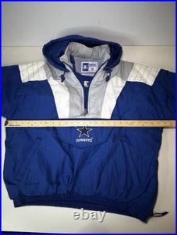 Vintage 90's Starter Dallas Cowboys Jacket Pullover Large L Puffer Quarter Zip