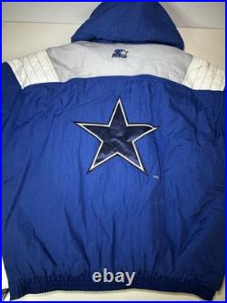 Vintage 90's Starter Dallas Cowboys Jacket Pullover Large L Puffer Quarter Zip