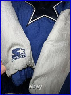 Vintage 90's Starter Dallas Cowboys Jacket Pullover Large L Puffer Quarter Zip