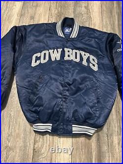 Vintage 90's Starter Dallas Cowboys NFL Satin Bomber Jacket Men's M Pristine
