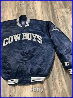 Vintage 90's Starter Dallas Cowboys NFL Satin Bomber Jacket Men's M Pristine