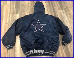 Vintage 90's Starter Dallas Cowboys NFL Satin Jacket Sherpa Lined Men's XL