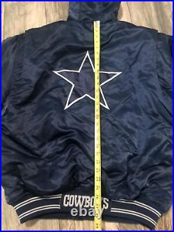 Vintage 90's Starter Dallas Cowboys NFL Satin Jacket Sherpa Lined Men's XL