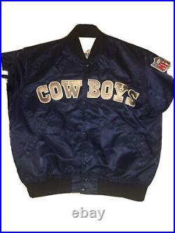Vintage 90's Starter Satin Varsity Dallas Cowboys NFL JACKET Size Men's L Large