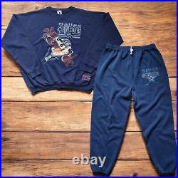 Vintage 90's Tazmanian Devil Dallas Cowboys NFL Matching Crew And Sweatpants XXL
