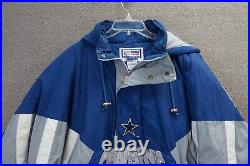 Vintage 90a NFL Starter Dallas Cowboys Pullover 1/2 Zip Hooded Jacket Sz Large