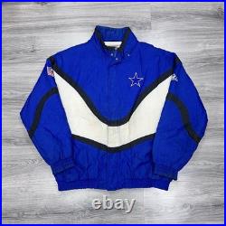 Vintage 90s Apex One Pro Line Dallas Cowboys Puffer Jacket XL RARE MENS BLUE