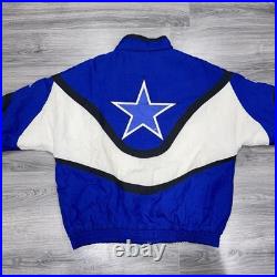 Vintage 90s Apex One Pro Line Dallas Cowboys Puffer Jacket XL RARE MENS BLUE