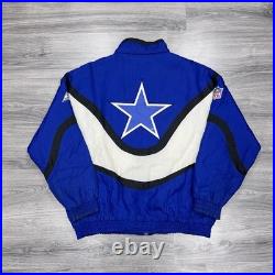 Vintage 90s Apex One Pro Line Dallas Cowboys Puffer Jacket XL RARE MENS BLUE