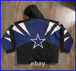 Vintage 90s Dallas Cowboys Apex One NFL Pro Line Puffer Hoodie Jacket XL