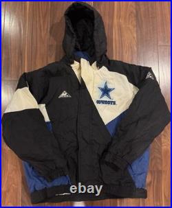 Vintage 90s Dallas Cowboys Apex One Pro Line Hooded Jacket Men's L Big Logo Rare