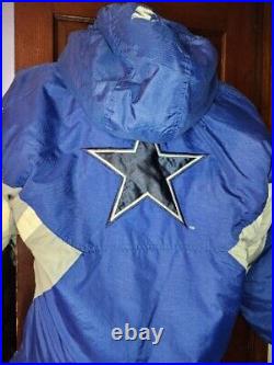 Vintage 90s Dallas Cowboys Authentic Starter Pullover Jacket In Blue Size L RARE