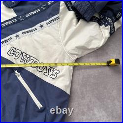 Vintage 90s Dallas Cowboys Jacket Mens XL Blue White NFL Football Hooded Puffer