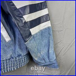 Vintage 90s Dallas Cowboys Jeff Hamilton Denim Leather Jacket Mens Size XL RARE