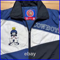 Vintage 90s Dallas Cowboys Looney Tunes NFL Football Bomber Jacket Size Medium