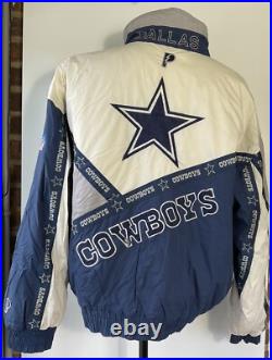 Vintage 90s Dallas Cowboys Pro Player Puffer Jacket Size XXL Blue NFL Football