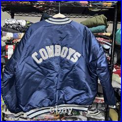 Vintage 90s Dallas Cowboys Satin Navy Jacket Size Xl Vintage 90s Dallas Cowboys Satin Navy Jacket Size Xl