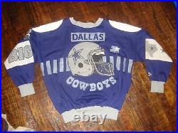 Vintage 90s Dallas Cowboys Starter All Over Print Crewneck Sweatshirt XL