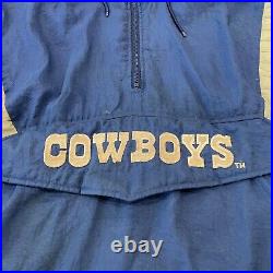 Vintage 90s Dallas Cowboys Starter Jacket Quilted Lining Hooded Men's Medium